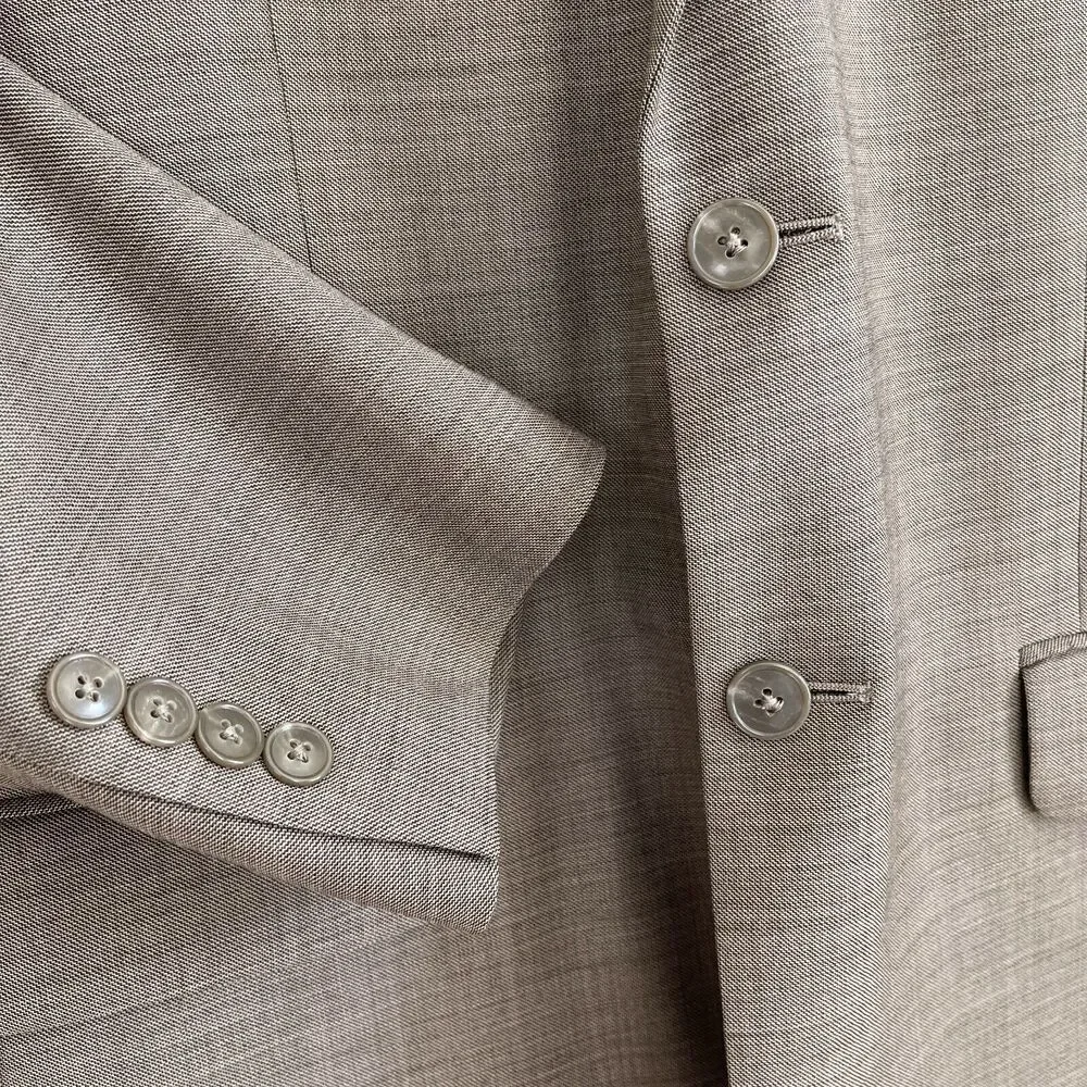 Jos A Bank Travelers Wool Metropolitan Suit Taupe Brown Slim Fit Mens 41R 36x30
